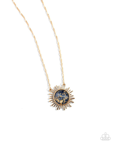 Paparazzi Necklaces  - Fairytale Foil - Blue & Sunburst Surprise - Gold