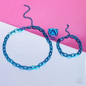 Paparazzi Necklace & Bracelet Set - Exuberant Encore Necklace, Energetic Encore Bracelet - Blue