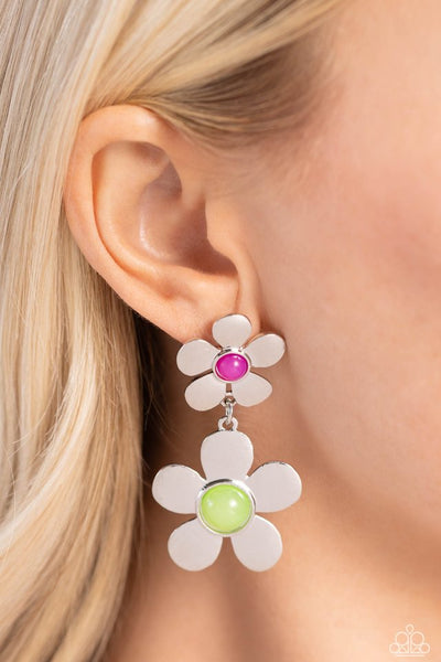 Paparazzi Earrings - Fashionable Florals - Green