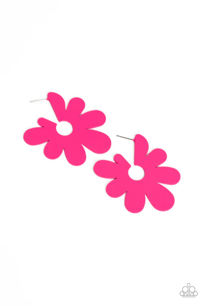 Paparazzi Earrings - Flower Power Fantasy - Pink