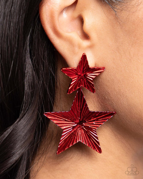 Paparazzi Earrings - Patriotic Promise - Red