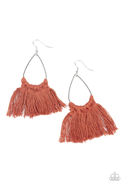 Paparazzi Earrings - Tassel Treat - Brown