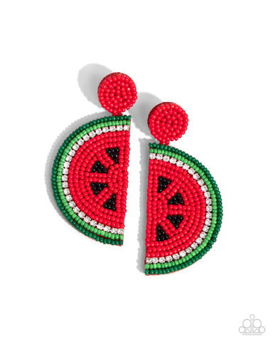 Paparazzi Earrings - Watermelon Welcome - Red