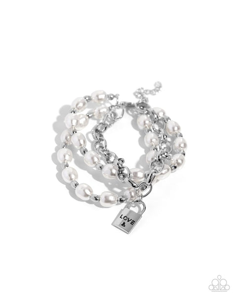 Paparazzi Bracelet- LOVE-Locked Legacy - White