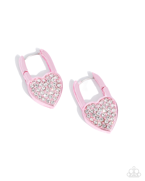 Paparazzi Earrings - Padlocked Promise - Pink