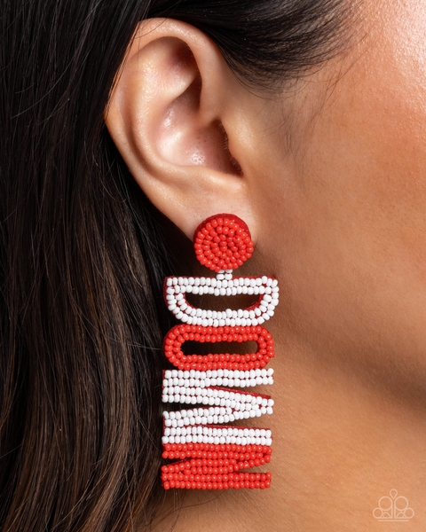 Paparazzi Earrings  - Touchdown Texture - Red