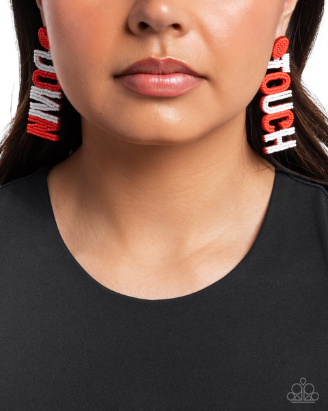 Paparazzi Earrings  - Touchdown Texture - Red