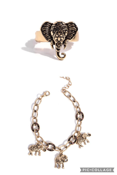 Paparazzi Ring & Bracelets  - Elephant Whisper - Gold & Follow The Herd Bracelet