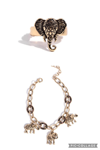 Paparazzi Ring & Bracelets  - Elephant Whisper - Gold & Follow The Herd Bracelet