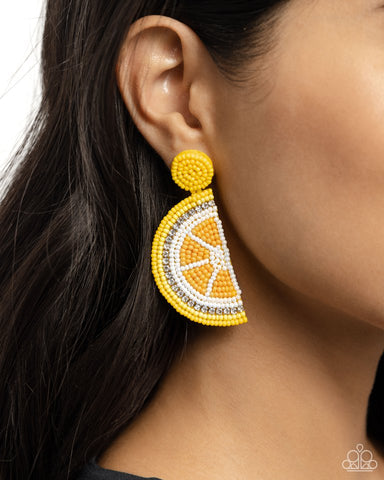 Paparazzi Earrings - Lemon Leader - Yellow