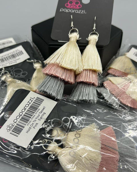 Paparazzi Earrings- Hold On To Your Tassel! - Pink
