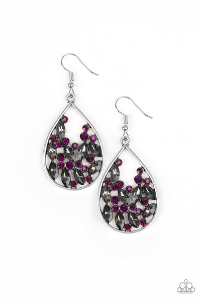 Paparazzi Earrings- Cash or Crystal? - Purple - SHOPBLINGINGPRETTY
