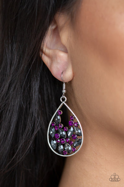 Paparazzi Earrings- Cash or Crystal? - Purple - SHOPBLINGINGPRETTY