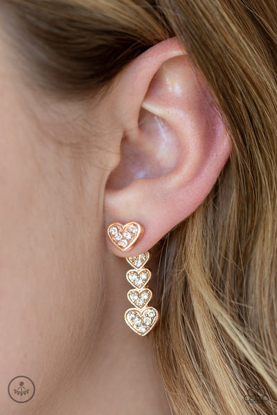 Paparazzi Earrings -  Heartthrob Twinkle - Rose Gold - SHOPBLINGINGPRETTY