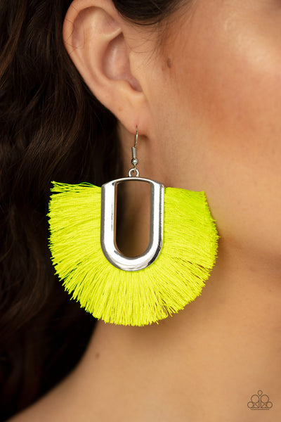 Paparazzi  Earrings - Tassel Tropicana - Yellow - SHOPBLINGINGPRETTY