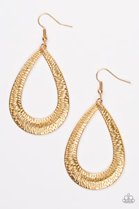 Paparazzi Earrings-Straight Up Shimmer - Gold - SHOPBLINGINGPRETTY