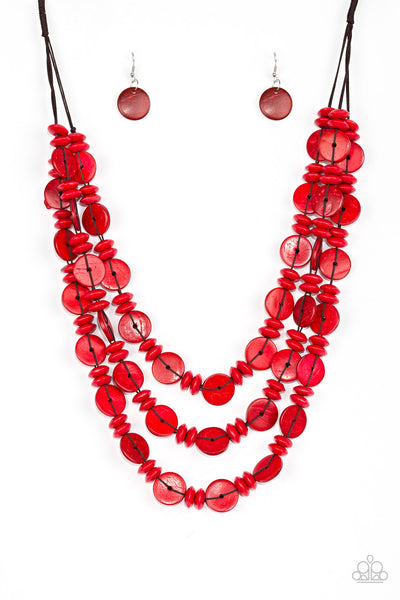 Paparazzi Necklaces - Barbados Bopper - Red