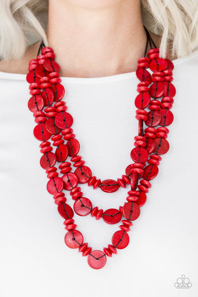 Paparazzi Necklaces - Barbados Bopper - Red