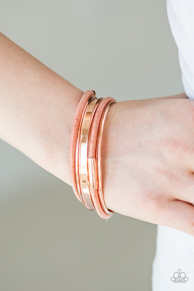 Paparazzi Bracelet-  Pay A Hefty SHINE - Copper - SHOPBLINGINGPRETTY