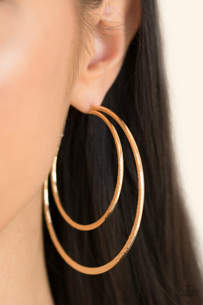 Paparazzi Earrings-Drop It Like Its HAUTE - Gold - SHOPBLINGINGPRETTY