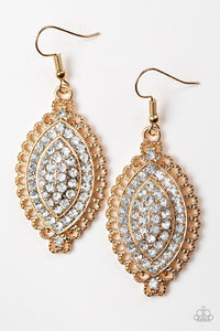 Paparazzi Earrings - Pretty Prestigious - Gold - SHOPBLINGINGPRETTY