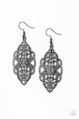 Paparazzi Earrings- Ornately Ornate - Black - SHOPBLINGINGPRETTY