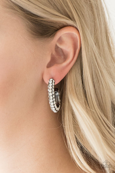 Paparazzi Earring- Dont Mind The STARDUST - Black - SHOPBLINGINGPRETTY