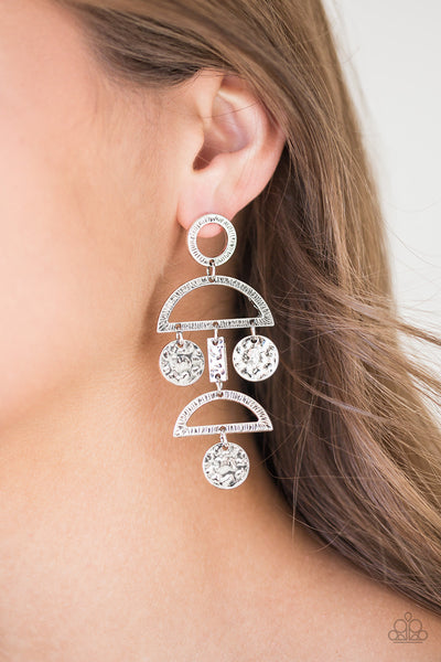 Paparazzi Earring - Incan Eclipse - Silver - SHOPBLINGINGPRETTY