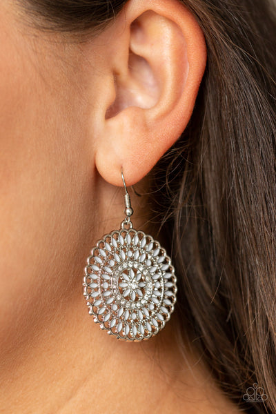 Paparazzi Earrings - PINWHEEL and Deal - Silver - SHOPBLINGINGPRETTY