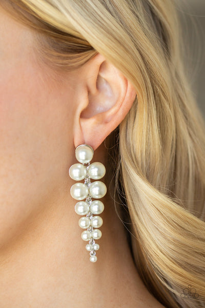 Paparazzi Earrings - Totally Tribeca - White - SHOPBLINGINGPRETTY