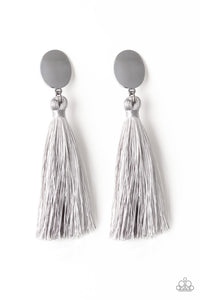 Paparazzi  Earring-  Va Va PLUME - Silver - SHOPBLINGINGPRETTY