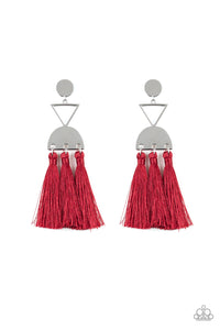 Paparazzi Earrings - Tassel Trippin - Red - SHOPBLINGINGPRETTY