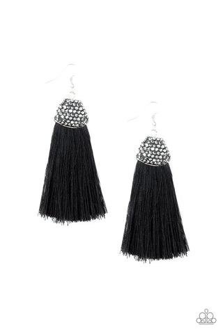 Paparazzi Earrings- Razzle Riot - Black - SHOPBLINGINGPRETTY