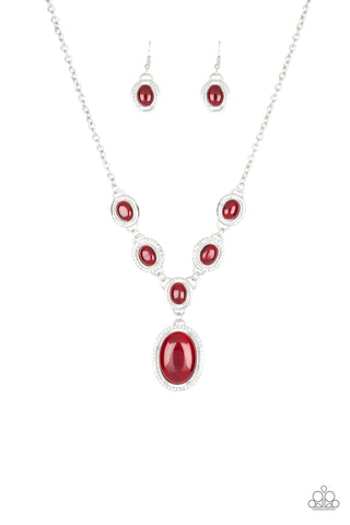 Paparazzi Necklace-  Metro Medallion - Red - SHOPBLINGINGPRETTY