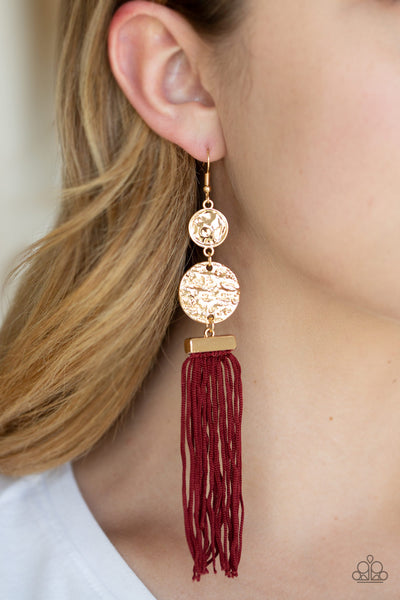 Paparazzi Earrings- Lotus Gardens - Red - SHOPBLINGINGPRETTY