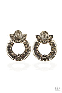 Paparazzi Earrings - Texture Takeover - Brass