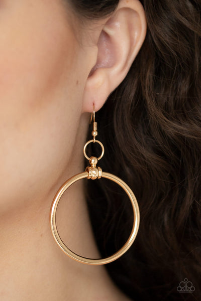 Paparazzi Earrings - Total Focus - Gold - SHOPBLINGINGPRETTY