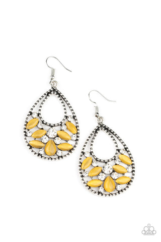 Paparazzi Earrings -  Dewy Dazzle - Yellow - SHOPBLINGINGPRETTY