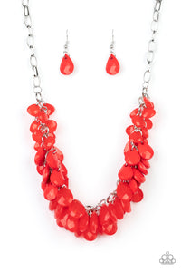 Paparazzi Necklace - Colorfully Clustered - Red - SHOPBLINGINGPRETTY