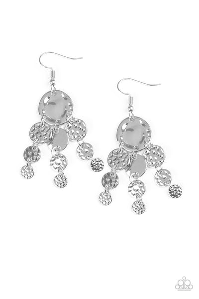 Paparazzi  Earring-  Do Chime In - Silver - SHOPBLINGINGPRETTY