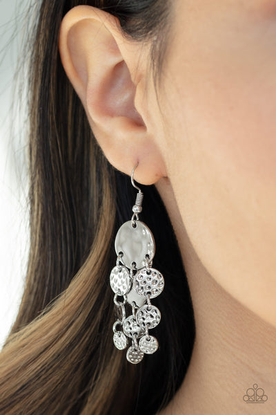 Paparazzi  Earring-  Do Chime In - Silver - SHOPBLINGINGPRETTY