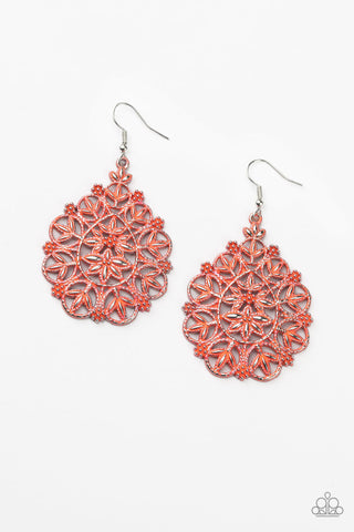 Paparazzi  Earrings -  Floral Affair - Orange - SHOPBLINGINGPRETTY