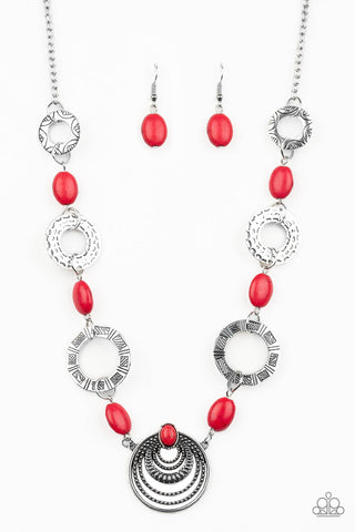 Paparazzi  Necklace -  Zen Trend - Red - SHOPBLINGINGPRETTY