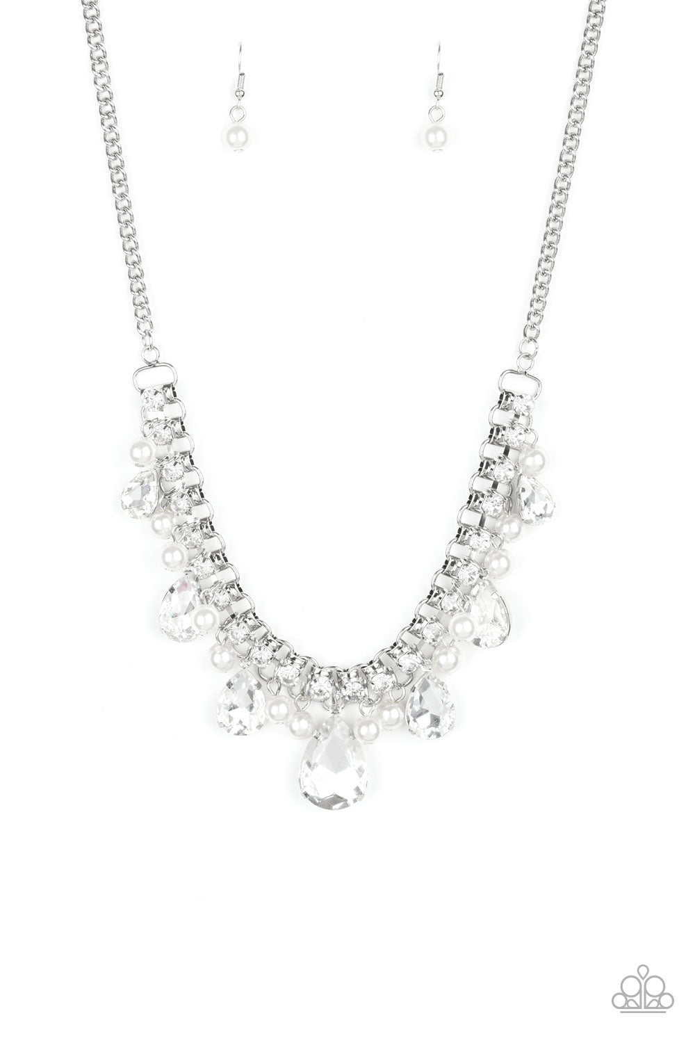 Paparazzi Necklace- Knockout Queen - White - SHOPBLINGINGPRETTY