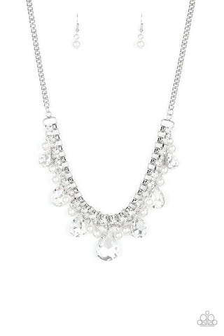 Paparazzi Necklace- Knockout Queen - White - SHOPBLINGINGPRETTY