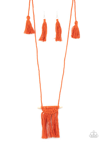 Paparazzi Necklaces - Between You and MACRAME - Orange