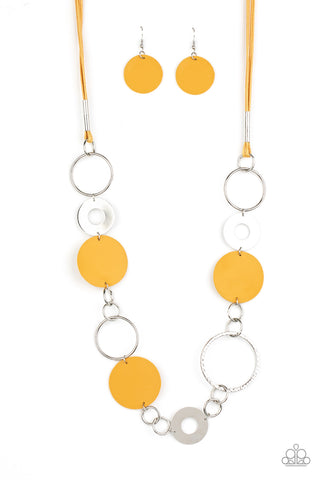 Paparazzi Necklaces - Sooner or LEATHER - Yellow