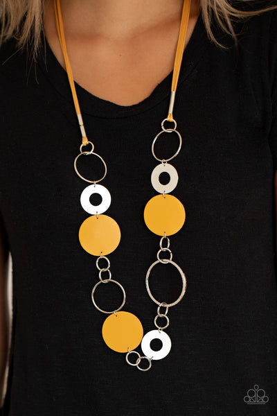 Paparazzi Necklaces - Sooner or LEATHER - Yellow