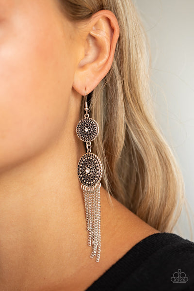 Paparazzi Earrings - Medallion Mecca - White