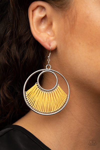 Paparazzi Earrings - Really High-Strung - Yellow